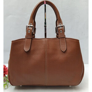 Dooney & Bourke Brown Pebbled Leather Carryall Top Handle Satchel Bag